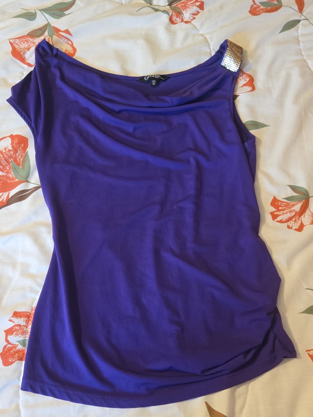 3/$20 George Purple One-Shoulder Tank with Embellished Strap